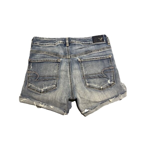 American Eagle Outfitters Jean Shorts Sz 6 Super Stretch High-Rise Distressed - Picture 2 of 10